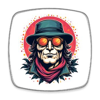 Mystischer Hipster mit Sonnenbrille - Viereckiger Kühlschrankmagnet - Weiß - Vorne
