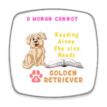 Golden Retriever Reading Quote for women and girls - Square fridge magnet - white - Front