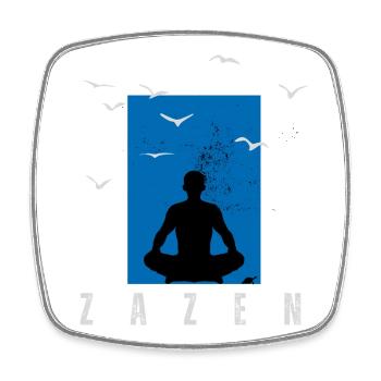 Méditation zazen - Magnet carré - blanc - Devant