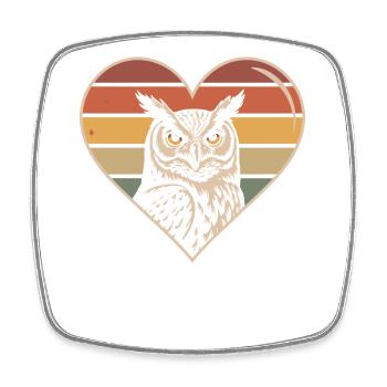 Retro Eule Herz Design - Viereckiger Kühlschrankmagnet - Weiß - Vorne