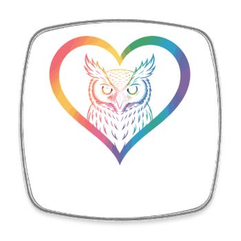 Rainbow Owl Heart Design - Square fridge magnet - white - Front