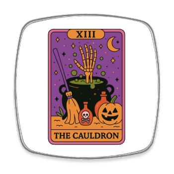 XIII Halloween Tarotkarte Der Kessel - Viereckiger Kühlschrankmagnet - Weiß - Vorne