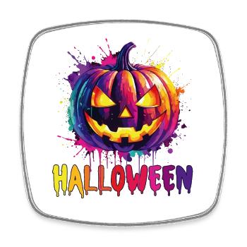 Colorful Halloween pumpkin with splash effect - Square fridge magnet - white - Front