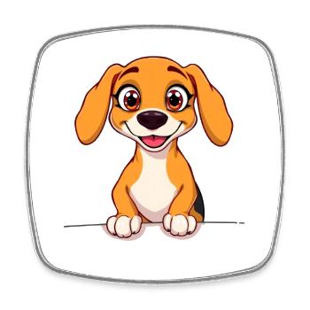 Happy puppy charm in cartoon style - Square fridge magnet - white - Front