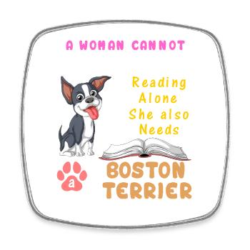 Boston Terrier mit Reading Zitat Für Frauen - Viereckiger Kühlschrankmagnet - Weiß - Vorne
