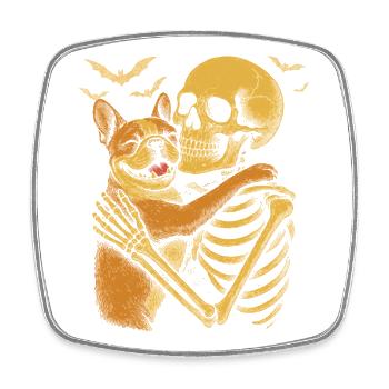 French Bulldog Hug Skeleton - Square fridge magnet - white - Front