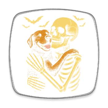 Skeleton Cuddle Labrador Retriever - Square fridge magnet - white - Front