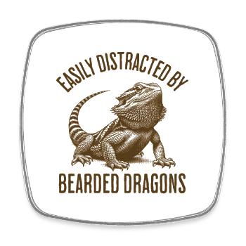 Easily Distracted By Bearded Dragons - Square fridge magnet - white - Front