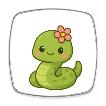 Cute snake lady with flower - Square fridge magnet - white - Front