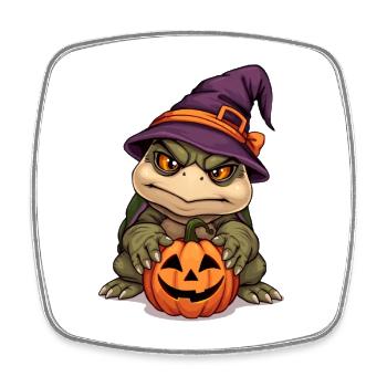 Mignon gobelin d'Halloween avec une citrouille - Magnet carré - blanc - Devant