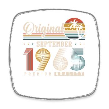 Carte d'anniversaire rétro vintage originale de septembre 1965 - Magnet carré - blanc - Devant