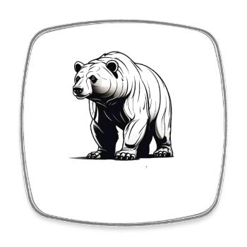Stylish bear illustration in black and white - Square fridge magnet - white - Front