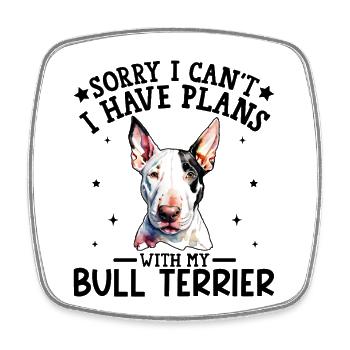 Bull Terrier Artistic Portrait on Black - Square fridge magnet - white - Front