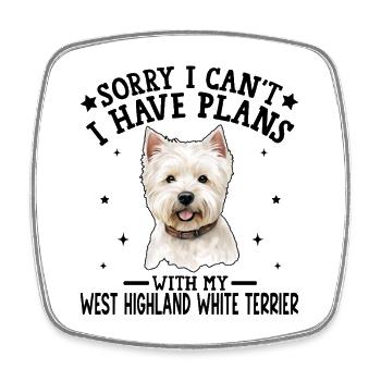 Portrait fantaisiste de Westie - Magnet carré - blanc - Devant