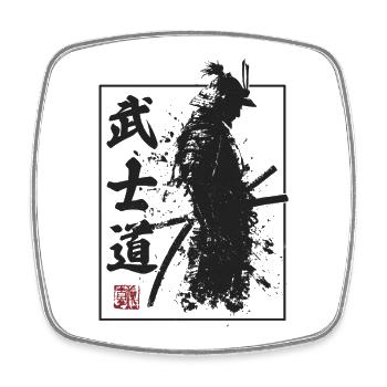 Vintage Japan Katana Sumi-e Japanese Samurai - Square fridge magnet - white - Front