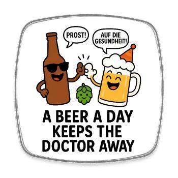 Festive beer and hop charm - Square fridge magnet - white - Front