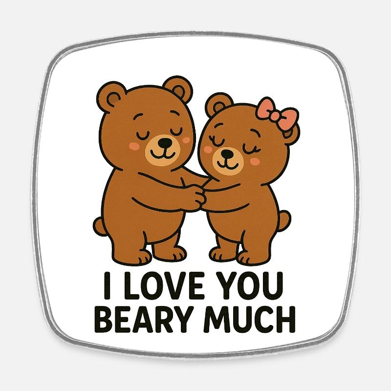 Illustration d’ours aimant avec des coeurs - Magnet carré - blanc