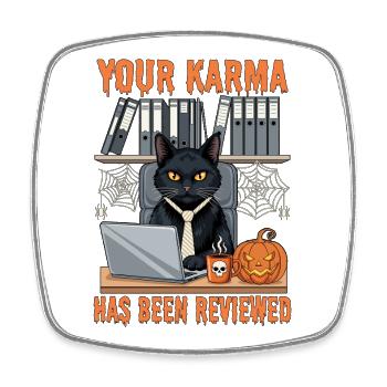 Cat Pumpkin Halloween Office Humor - Square fridge magnet - white - Front