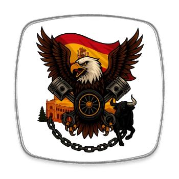Eagle Rider – Strong Biker Spirit - Magnet carré - blanc - Devant