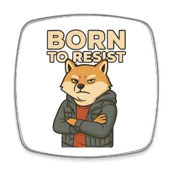 Shiba Inu charm rebellious style - Square fridge magnet - white - Front