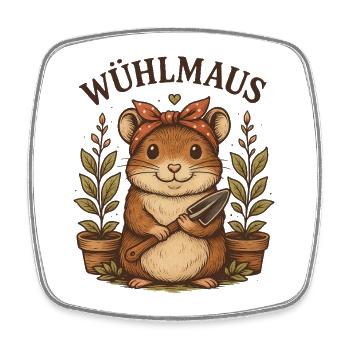 Wühlmaus Garten Gärtnerinnen Geschenk Hobbygärtner - Viereckiger Kühlschrankmagnet - Weiß - Vorne