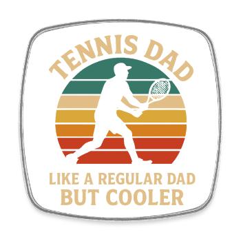Tennis Papa Retro Sonnenuntergang Design - Viereckiger Kühlschrankmagnet - Weiß - Vorne