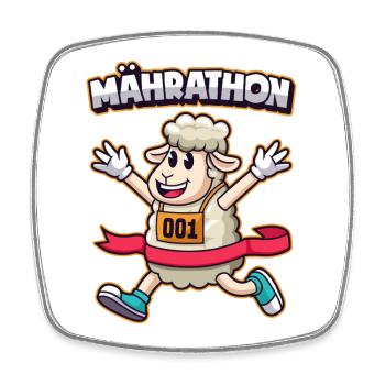 Jogger Schaf Marathon Laufen Sportler Laufsport  - Viereckiger Kühlschrankmagnet - Weiß - Vorne
