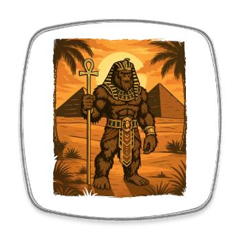 Pharaon Bigfoot Cryptide Égyptien Sasquatch Yéti - Magnet carré - blanc - Devant