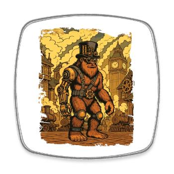 Steampunk Bigfoot Cryptid Sasquatch Ausrüstung Yeti - Viereckiger Kühlschrankmagnet - Weiß - Vorne