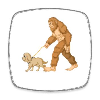 Bigfoot Gehender Goldener Doodle-Hund Illustration - Viereckiger Kühlschrankmagnet - Weiß - Vorne