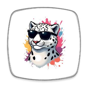 Lässiger Gepard mit Sonnenbrille - Viereckiger Kühlschrankmagnet - Weiß - Vorne