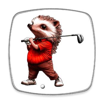 Igel Golf - Viereckiger Kühlschrankmagnet - Weiß - Vorne