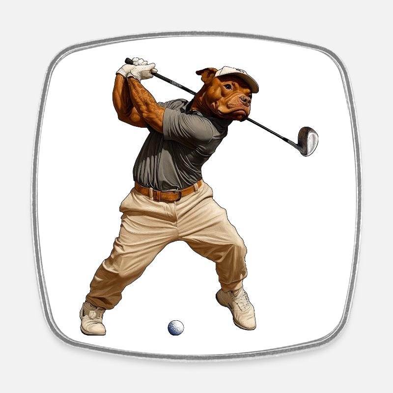 Pitbull Golfer - Square fridge magnet - white