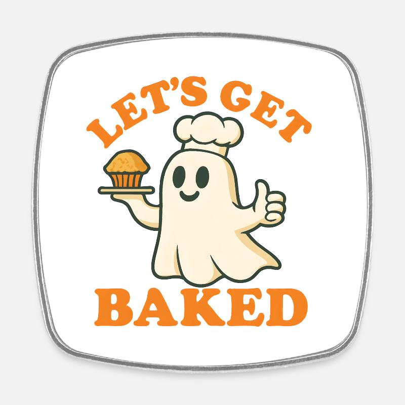 Let's Get Baked – Ghost Baker - Square fridge magnet - white