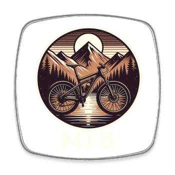 VTT dans un paysage alpin - Magnet carré - blanc - Devant