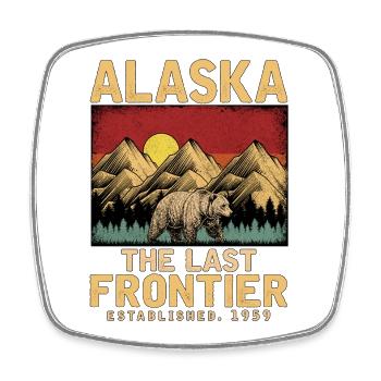 Alaska Gebirgslandschaft mit Bär - Viereckiger Kühlschrankmagnet - Weiß - Vorne