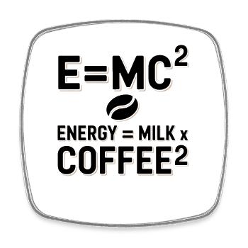 E=MC2 Physik Spruch Koffein Nerd Energie Kaffee - Viereckiger Kühlschrankmagnet - Weiß - Vorne