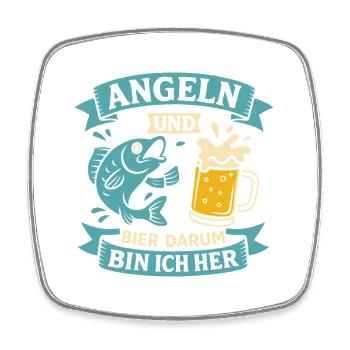 Soon dad FISHING AND BEER THAT'S WHY I'M HERE Funny - Square fridge magnet - white - Front