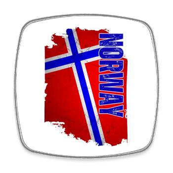 Drapeau norvégien, grunge vintage - Magnet carré - blanc - Devant