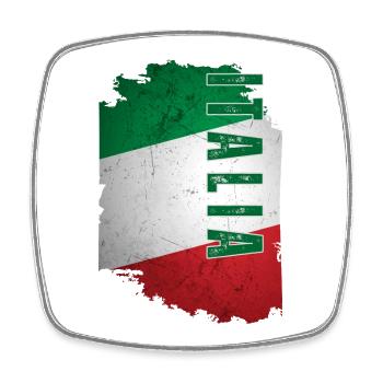 Drapeau italien, grunge vintage - Magnet carré - blanc - Devant