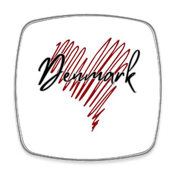 Danish pride, I love Denmark - Square fridge magnet - white - Front