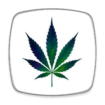 Hanfblatt im Polarlicht-Look - Cannabis - Weed - Viereckiger Kühlschrankmagnet - Weiß - Vorne