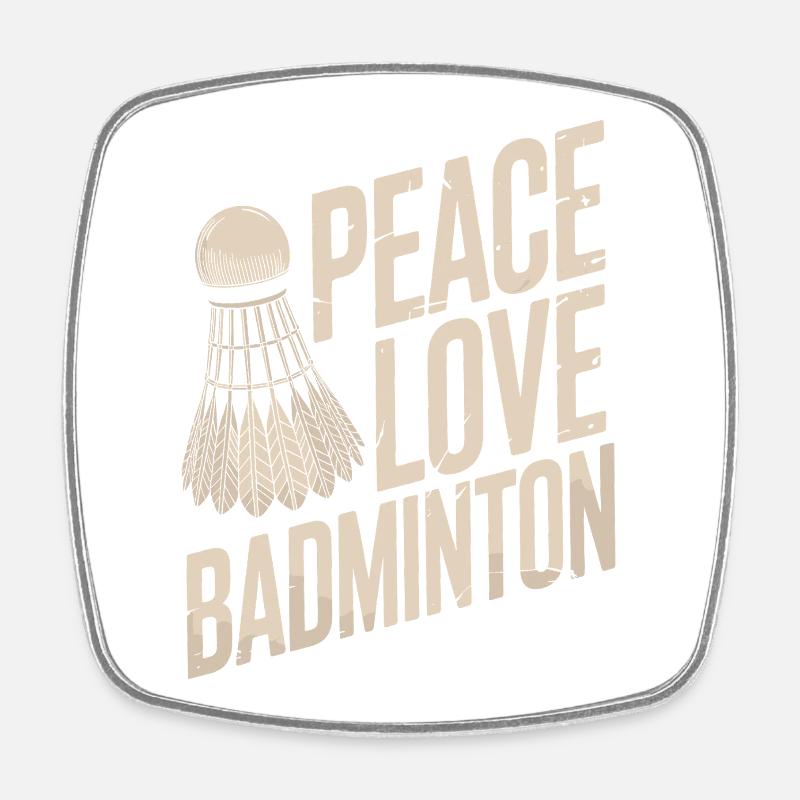 Conception de badminton Peace Love - Magnet carré - blanc