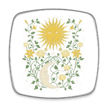 Natur, Sonnenschein und Mondthema - Viereckiger Kühlschrankmagnet - Weiß - Vorne