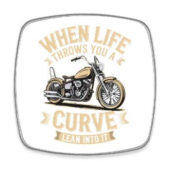 When Life Throws You a Curve – Biker Design - Viereckiger Kühlschrankmagnet - Weiß - Vorne