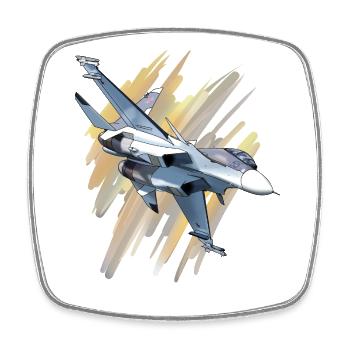 Avion de chasse au design dynamique - Magnet carré - blanc - Devant