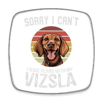 Freundlicher Hund mit Retro-Sunset-Design - Viereckiger Kühlschrankmagnet - Weiß - Vorne