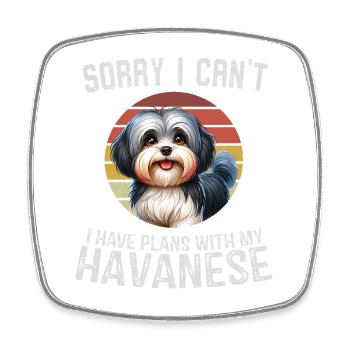 Chien havanais avec citation humoristique - Magnet carré - blanc - Devant