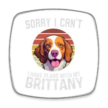 Tut mir leid, ich kann nicht, Britanny Hund Illustration - Viereckiger Kühlschrankmagnet - Weiß - Vorne
