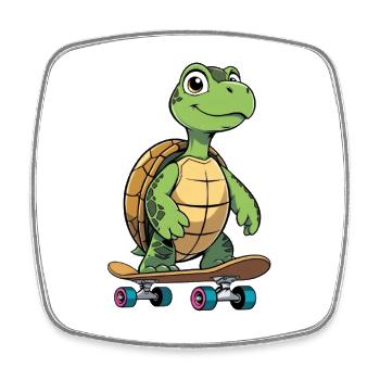 Cheeky Turtle Skateboard - Square fridge magnet - white - Front